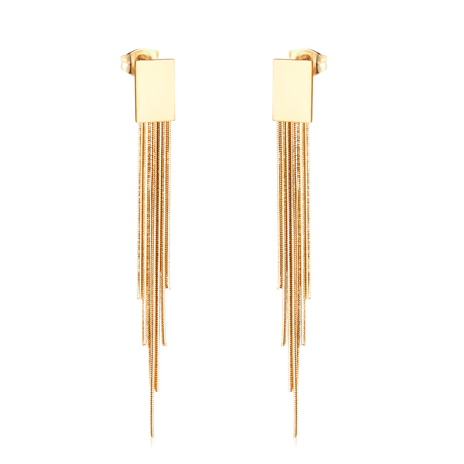 Wholesale Long Stainless Steel Chain Niche Retro Geometric Tassel Earrings